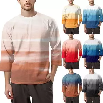 Мужская модная футболка с круглым вырезом и рукавом 3/4 XXL