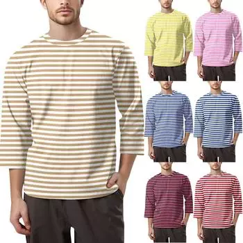 Мужская модная футболка с круглым вырезом и рукавом 3/4 XL зелёный