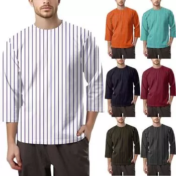 Мужская модная футболка с круглым вырезом и рукавом 3/4 XXL чёрный