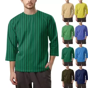 Мужская модная футболка с круглым вырезом и рукавом 3/4 L бежевый