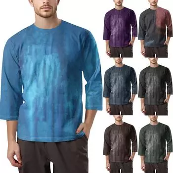 Мужская модная футболка с круглым вырезом и рукавом 3/4 XXXL