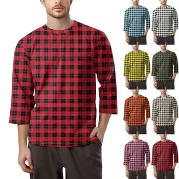 Мужская модная футболка с круглым вырезом и рукавом 3/4 L бежевый