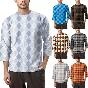 Мужская модная футболка с круглым вырезом и рукавом 3/4 XL