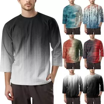 Мужская модная футболка с круглым вырезом и рукавом 3/4 L