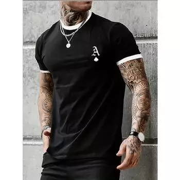 Мужская модная футболка с рисунком - круглый вырез, короткий рукав, принт, летняя повседневная мужская футболка - принт в виде лопаты, удобная, дышащая S