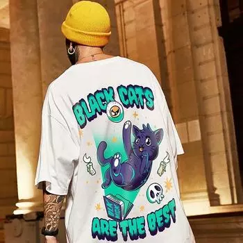 Мужская модная футболка Teeshiphop с граффити с короткими рукавами и принтом Ins Tide, свободная футболка в стиле хип-хоп, мужской пуловер, футболка M