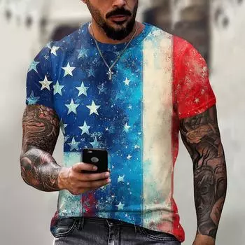 Мужская модная футболка, уличная повседневная одежда с коротким рукавом XXL синий