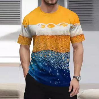 Мужская модная футболка, уличная повседневная одежда с коротким рукавом L синий