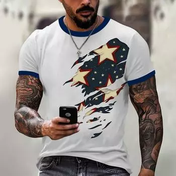 Мужская модная футболка, уличная повседневная одежда с коротким рукавом L тёмно-синий