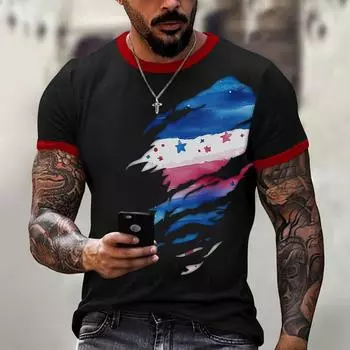 Мужская модная футболка, уличная повседневная одежда с коротким рукавом S синий