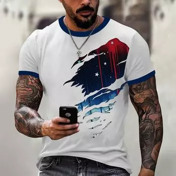 Мужская модная футболка, уличная повседневная одежда с коротким рукавом L
