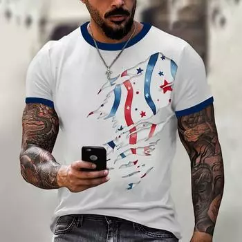 Мужская модная футболка, уличная повседневная одежда с коротким рукавом M белый