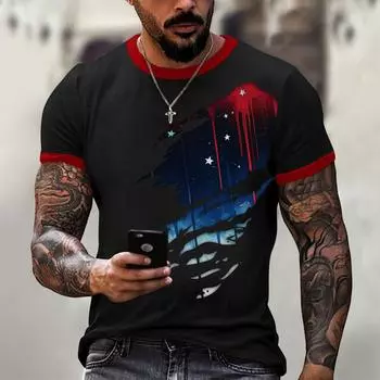 Мужская модная футболка, уличная повседневная одежда с коротким рукавом M