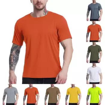 Мужская модная футболка, уличная повседневная одежда с коротким рукавом L армия зеленый