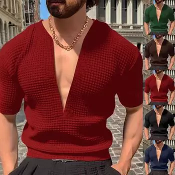 Мужская модная футболка, уличная повседневная одежда с коротким рукавом L армия зеленый