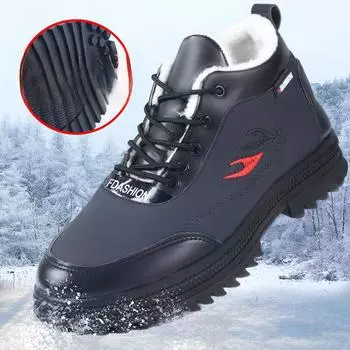 Мужская модная хлопковая обувь. Зимние толстые зимние ботинки на флисовой подкладке. 39