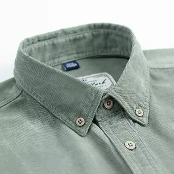 Мужская модная хлопковая вельветовая рубашка с длинным рукавом - весна/осень, повседневная, однотонная Quadruple Extra Large