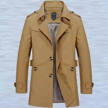 Мужская модная куртка среднего возраста, повседневная хлопковая куртка средней длины M чёрный