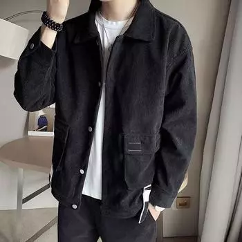 Мужская модная куртка весна-осень, мужская вельветовая куртка, приталенная винтажная куртка, мужская повседневная куртка на молнии, модная однотонная верхняя одежда M хаки