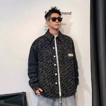 Мужская модная легкая джинсовая куртка класса люкс - осенне-зимний дизайн с лацканами 6XL