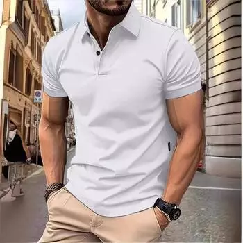 Мужская модная летняя футболка-поло, повседневная дышащая футболка с воротником с лацканами и короткими рукавами, удобная спортивная футболка Yasheng S белый