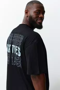 Мужская модная новая футболка большого размера плюс черная футболка большого размера большого размера с широким вырезом, удобная футболка из 100% хлопка с принтом
