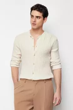 Мужская модная новая рубашка из каменного муслина с круглым вырезом, рубашка обычного кроя