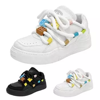 Мужская модная новая универсальная повседневная нескользящая обувь для доски на толстой подошве 45 чёрный