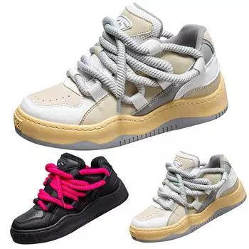 Мужская модная новая универсальная повседневная нескользящая обувь для доски на толстой подошве 39 бежевый