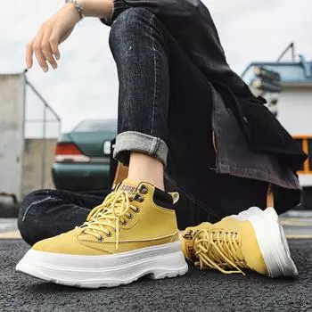 Мужская модная обувь Cold-Stick с высокой платформой из микрофибры, высококачественная, легкая, резиновая и пластиковая подошва, мужская обувь для активного отдыха 39 чёрный