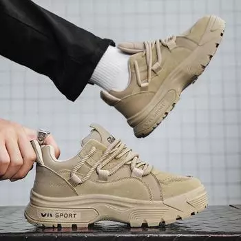 Мужская модная обувь для инструментов на толстой подошве, нескользящая, износостойкая, удобная повседневная мужская обувь с мягкой внутренней частью 39 чёрный