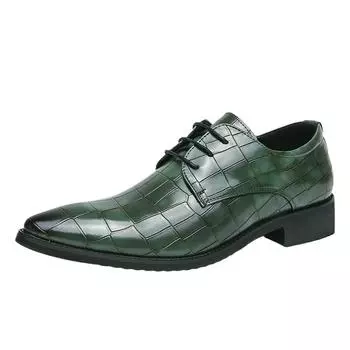 Мужская модная обувь для пожилых людей, деловая обувь для свиданий, свадебная обувь, официальная обувь для вечеринок, удобные и универсальные кожаные туфли-оксфорды 38 зелёный