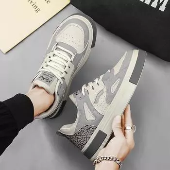 Мужская модная обувь на толстой подошве, удобные кроссовки для мальчиков, мужская классическая дышащая обувь, мужская нескользящая джинсовая обувь для тенниса 39 бежевый/серый