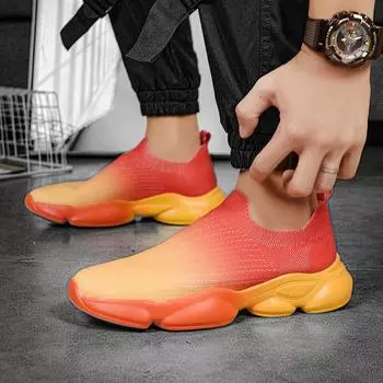 Мужская модная обувь-носки с дышащей сеткой для бега, спортивная обувь, повседневная обувь на открытом воздухе 39 белый