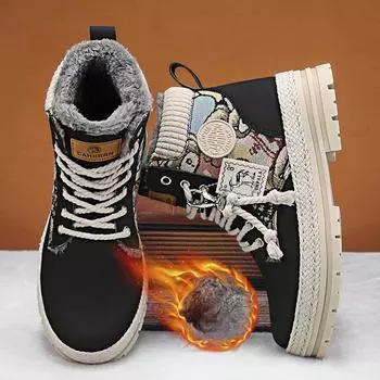 Мужская модная обувь с высоким берцем и подошвой из бархатной соломы, плетеная обувь Small Bear, теплые рабочие ботинки, мотоциклетные ботинки 39