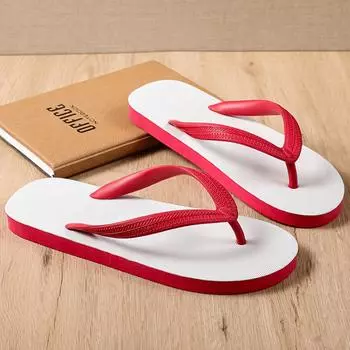 Мужская модная одежда для пляжа летом, противоскользящие уличные, износостойкие резиновые шлепанцы с мягкой подошвой 35 красный