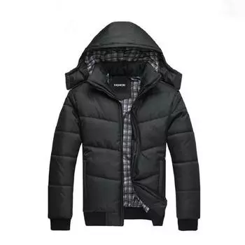 Мужская модная одежда Пуховик Хлопковые повседневные топы Мужская зимняя теплая мужская куртка S чёрный
