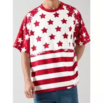 Мужская модная одежда USA Top, повседневная футболка с короткими рукавами. Летняя легкая дышащая трикотажная повседневная футболка с принтом в стиле США S