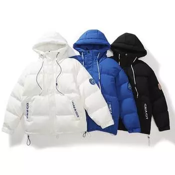 Мужская модная однотонная куртка-пуховик с капюшоном, мужская зимняя молодежная универсальная повседневная теплая куртка на утином пуху M