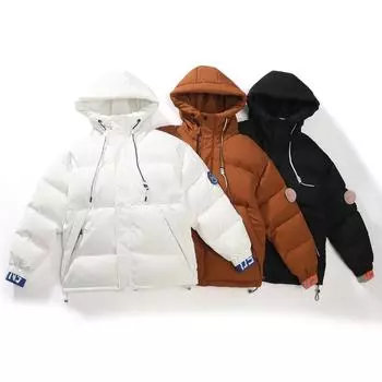 Мужская модная однотонная куртка-пуховик с капюшоном, мужская зимняя молодежная универсальная повседневная теплая куртка на утином пуху M