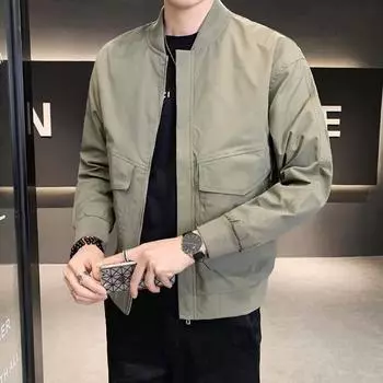 Мужская модная однотонная куртка с бейсбольным воротником - коллекция осень/зима 2023 г., утолщенное повседневное пальто 2XL чёрный