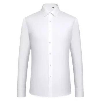 Мужская модная однотонная рубашка, повседневная слегка эластичная дышащая рубашка с длинным рукавом на пуговицах для официальных деловых мероприятий 39 белый