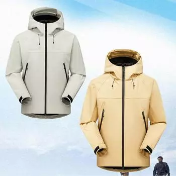 Мужская модная однотонная уличная куртка, мужская свободная куртка с капюшоном для пешего туризма, унисекс, походная куртка S чёрный