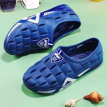 Мужская модная пляжная летняя новая обувь Baotou, обувь с дырочками, уличная водонепроницаемая универсальная обувь на толстой подошве, дышащая и удобная 39 чёрный