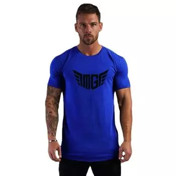 Мужская модная повседневная дышащая хлопковая футболка с круглым вырезом Do The Work для фитнеса и фитнеса, летняя приталенная футболка для спортзала и тренировок M синий