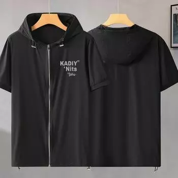 Мужская модная повседневная футболка с капюшоном и короткими рукавами с принтом 10XL чёрный