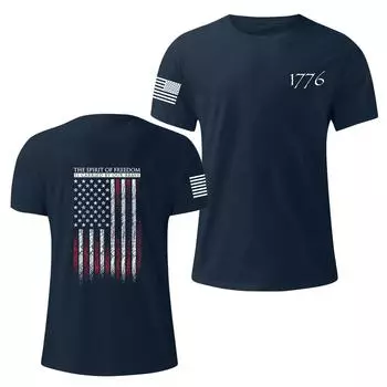 Мужская модная повседневная футболка с круглым вырезом и коротким рукавом с принтом «День независимости» XXXL синий