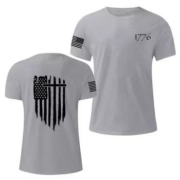 Мужская модная повседневная футболка с круглым вырезом и коротким рукавом с принтом «День независимости» M