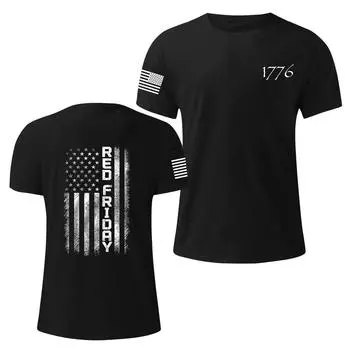 Мужская модная повседневная футболка с круглым вырезом и коротким рукавом с принтом «День независимости» XXXL чёрный