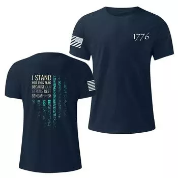 Мужская модная повседневная футболка с круглым вырезом и коротким рукавом с принтом «День независимости» XXXL синий